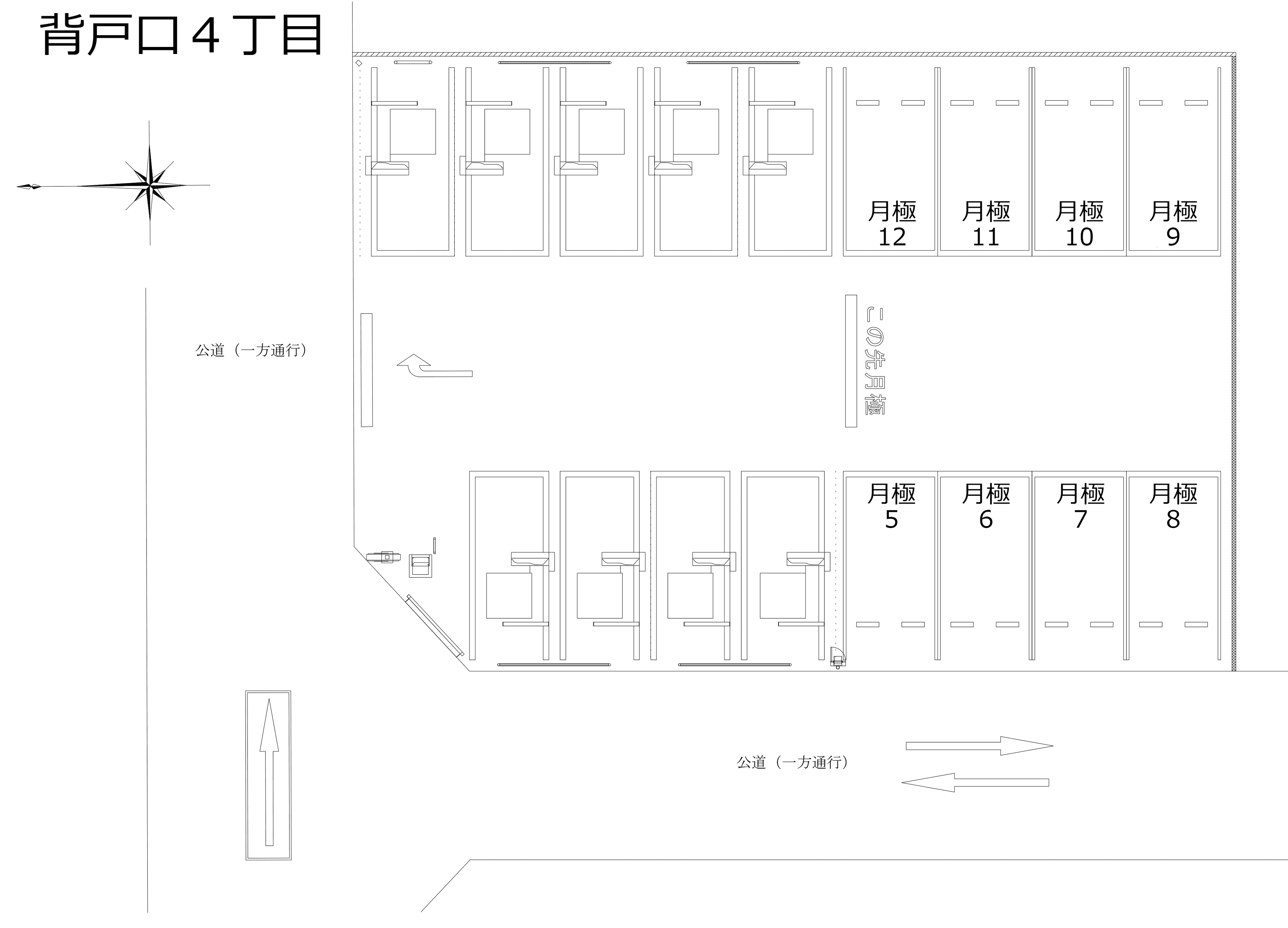 背戸口４丁目の駐車配置図