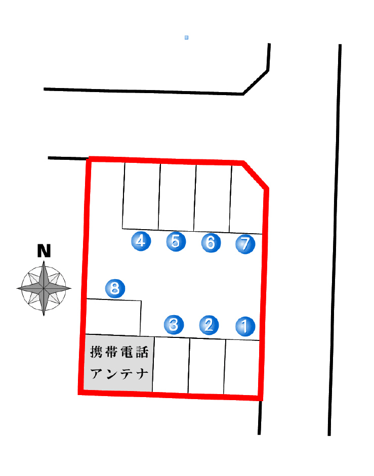 松ケ丘一丁目橘内様月極駐車場の駐車配置図