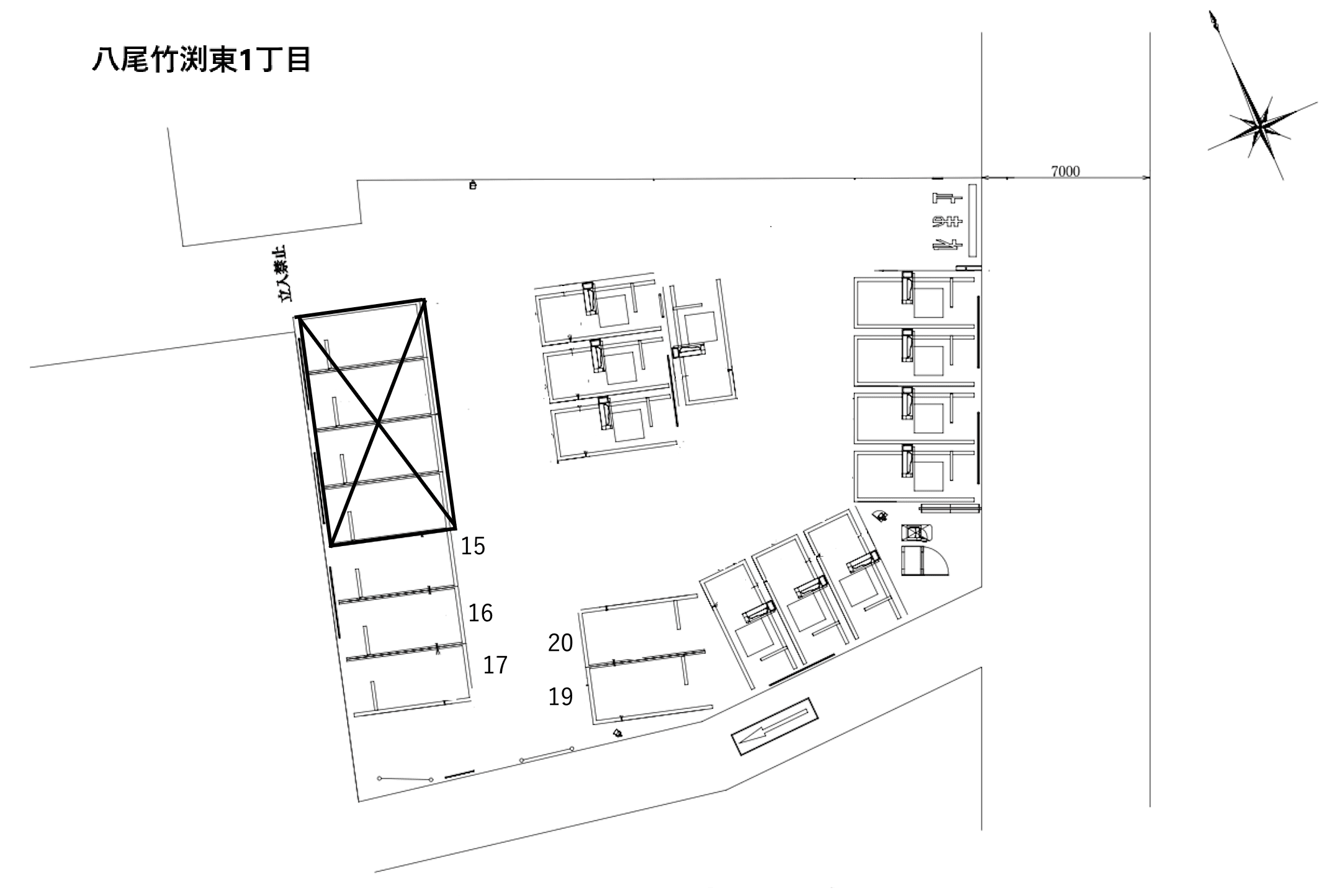 八尾竹渕東１丁目の駐車配置図