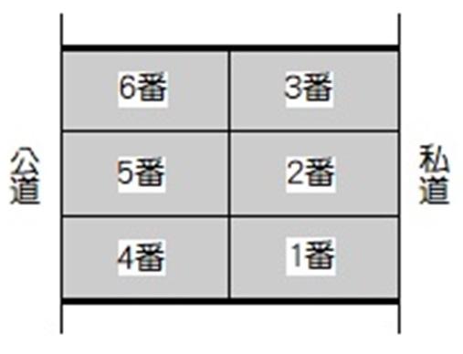岡村様駐車場の駐車配置図