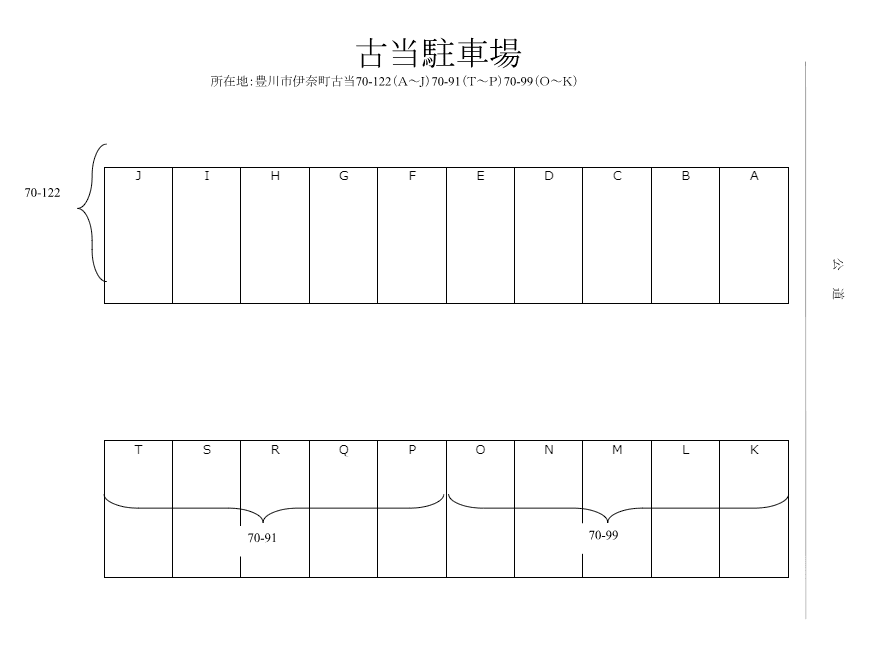 古当駐車場の駐車配置図