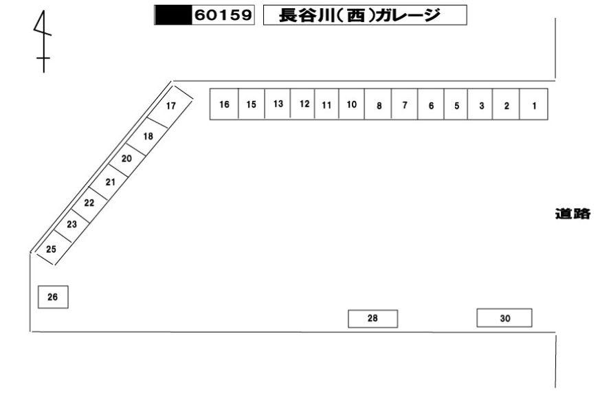 長谷川（西）ガレージの駐車配置図