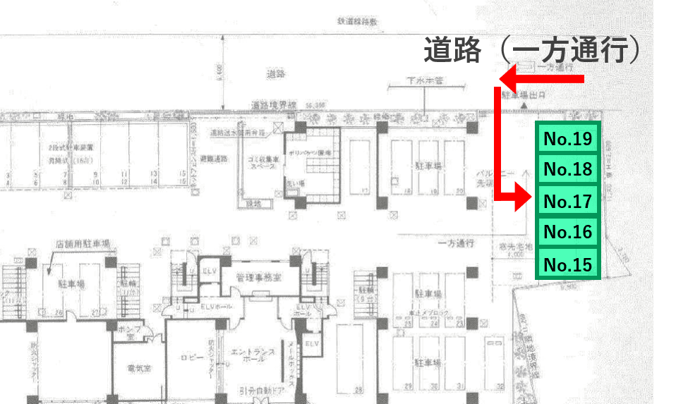 東田端１丁目駐車場の駐車配置図