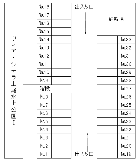 ヴィア・シテラ上尾水上公園Ⅰ・Ⅱ駐車場の駐車配置図