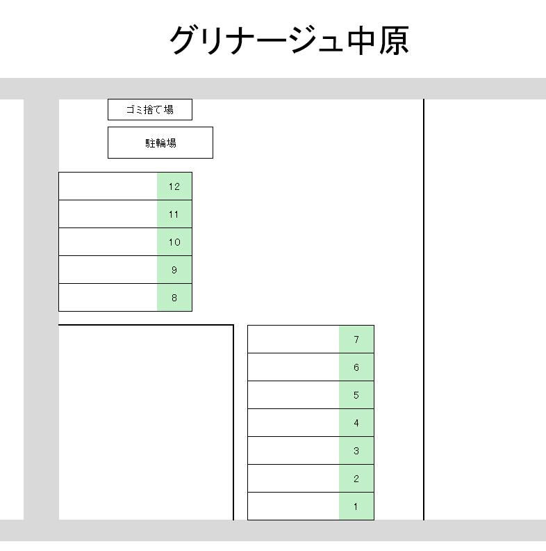 グリナージュ中原の駐車配置図