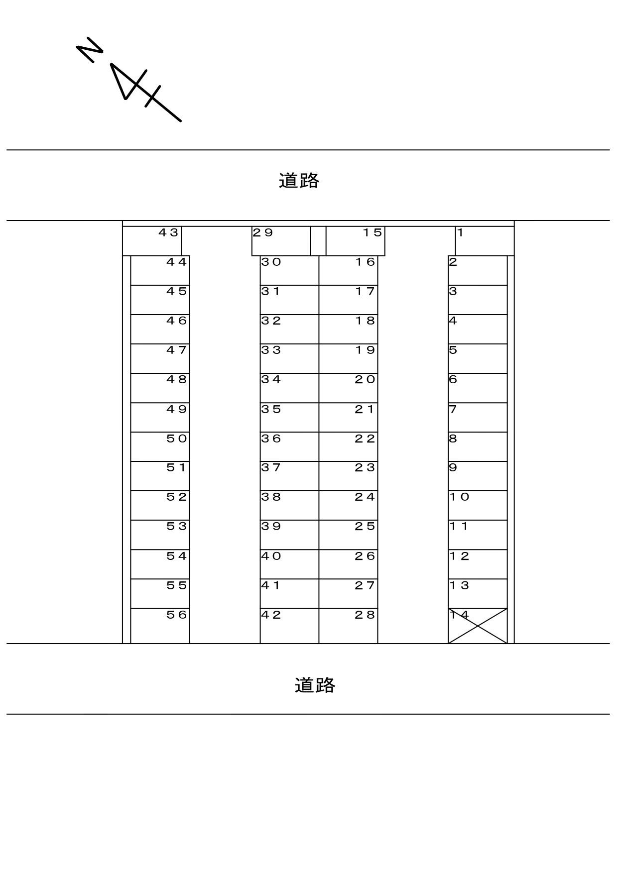 Kパーキング西都第４の駐車配置図