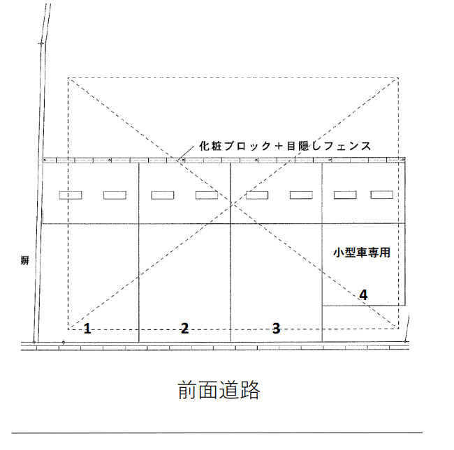 野芥４丁目Ｎ月極駐車場の駐車配置図