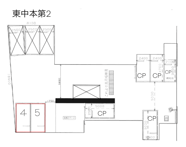 エコロパーク 東中本第2の駐車配置図