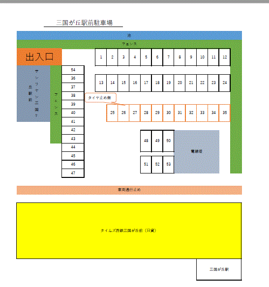 三国が丘駅前駐車場の駐車配置図