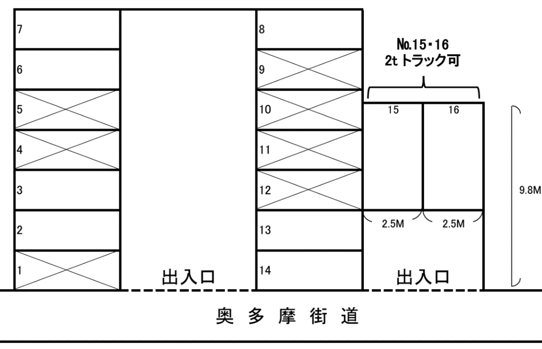 福島バス停前駐車場の駐車配置図