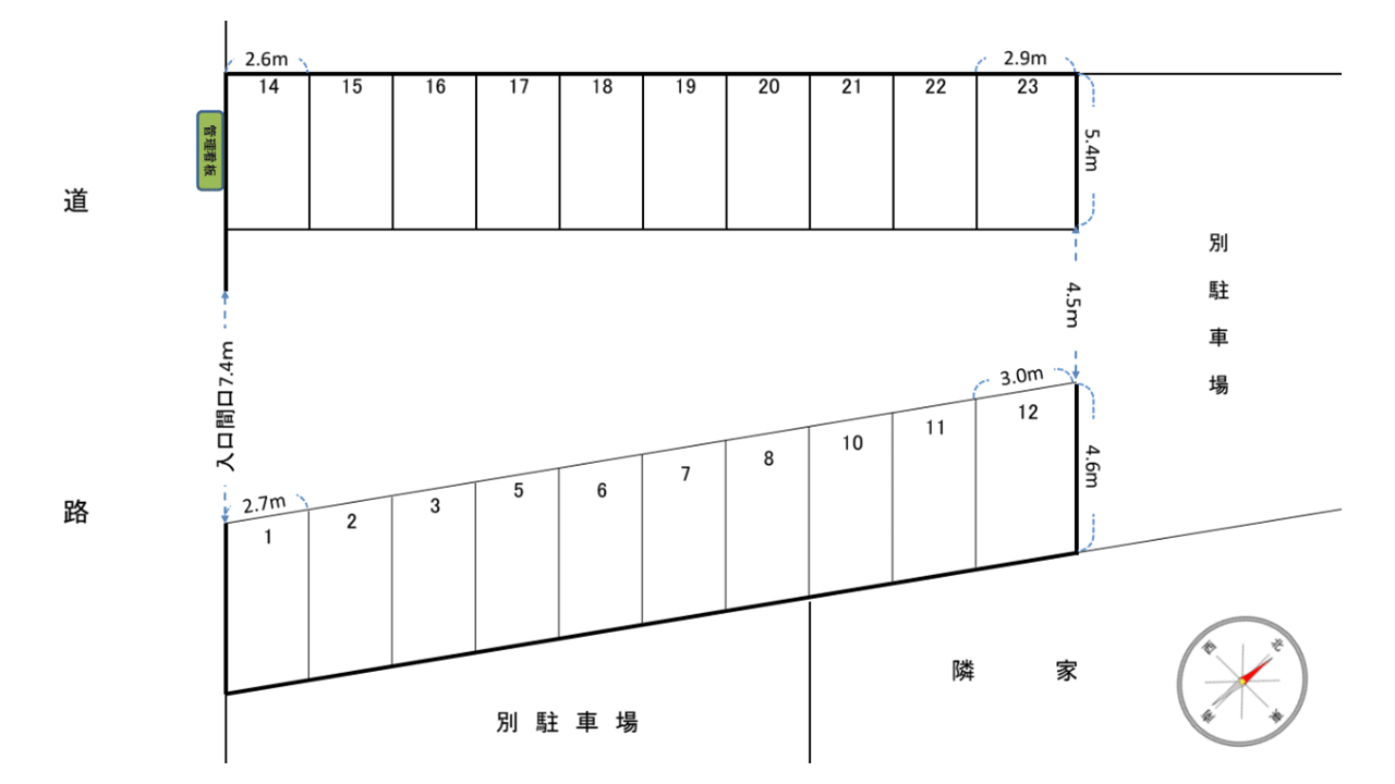浅見駐車場の駐車配置図