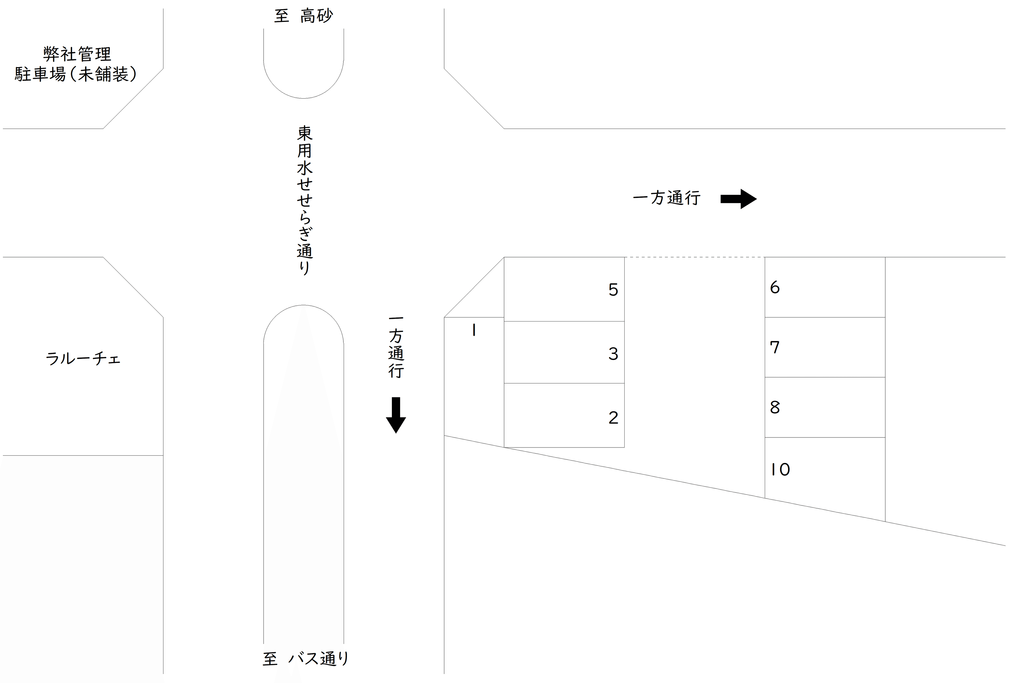 細田3-33北西角 駐車場の駐車配置図
