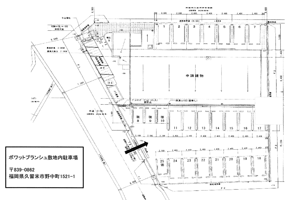 ボワットブランシュ敷地内駐車場の駐車配置図