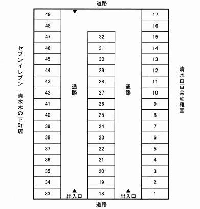 山格様木の下町駐車場の駐車配置図