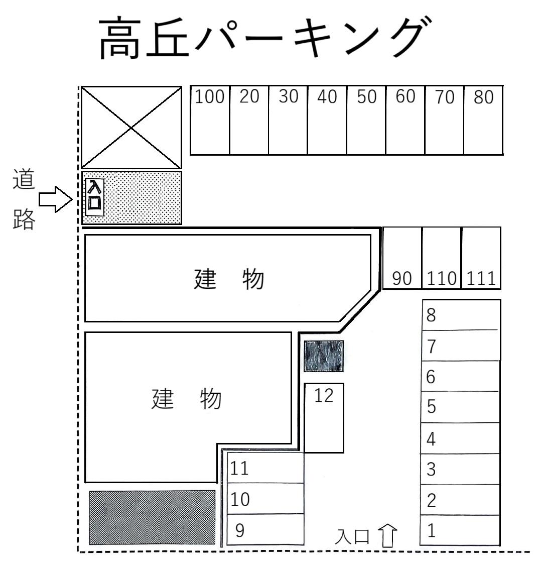 高丘パーキングの駐車配置図