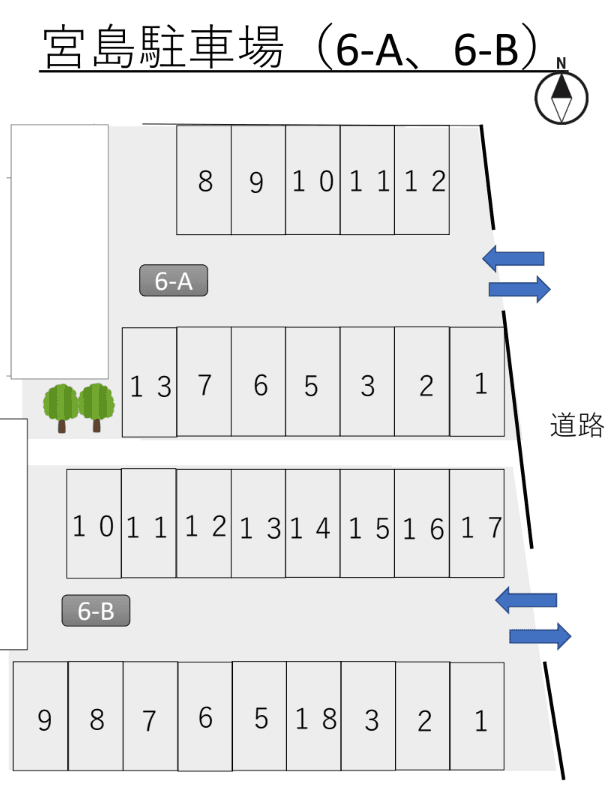 宮島駐車場６－Bの駐車配置図