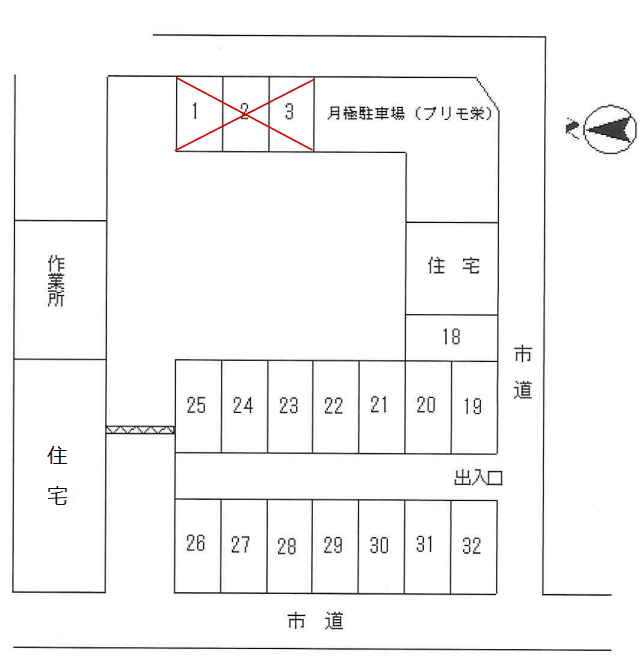 秋山駐車場の駐車配置図