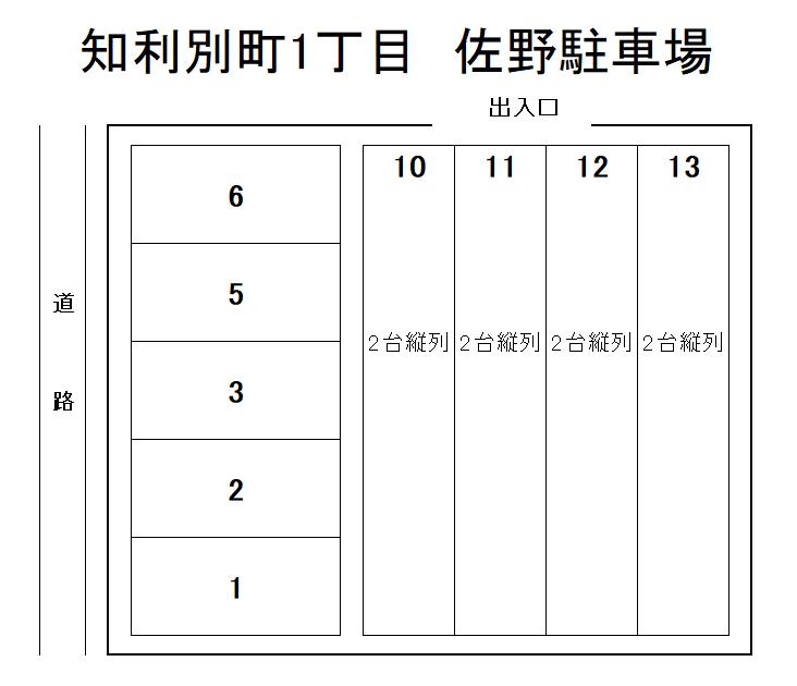 知利別町1丁目　佐野駐車場の駐車配置図