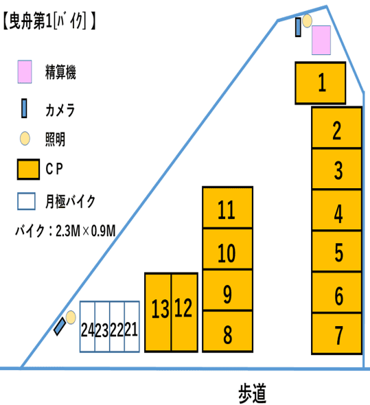 曳舟第1駐車場の駐車配置図