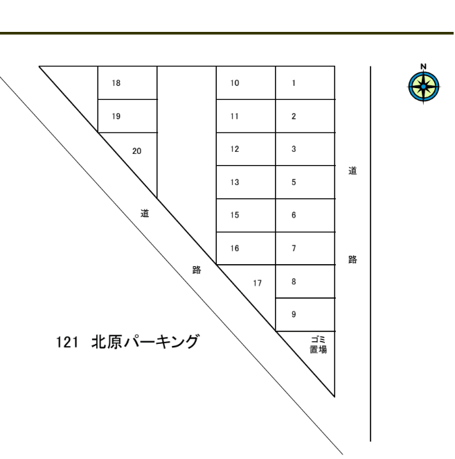北原パーキングの駐車配置図