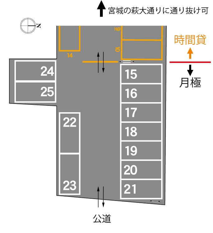 ホットハウス銀杏町第１パーキングの駐車配置図