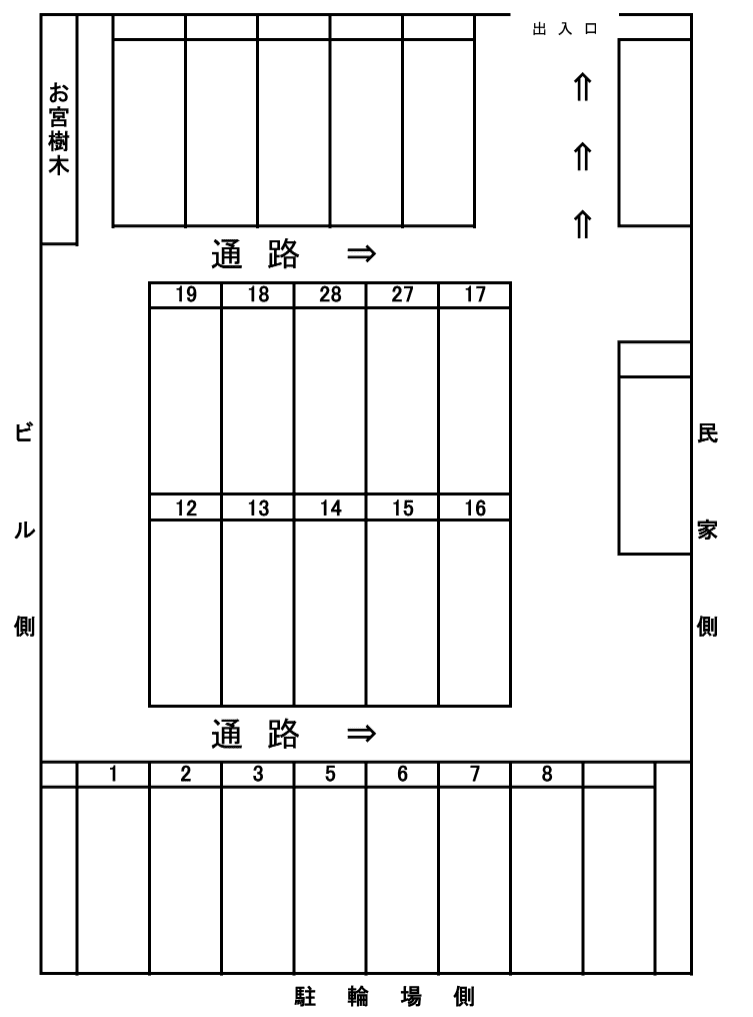 関口第6駐車場の駐車配置図