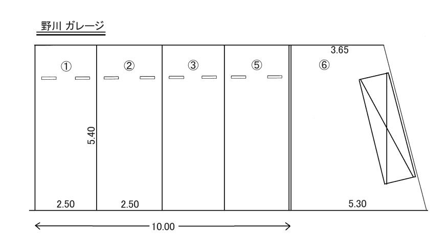 野川 ｶﾞﾚｰｼﾞの駐車配置図