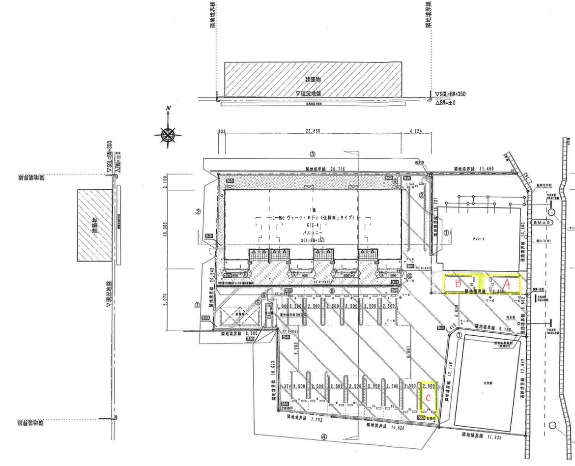 Ｃｅｎｔｒａｌ ｖｉｌｌａｇｅ Ｎｏ．１の駐車配置図