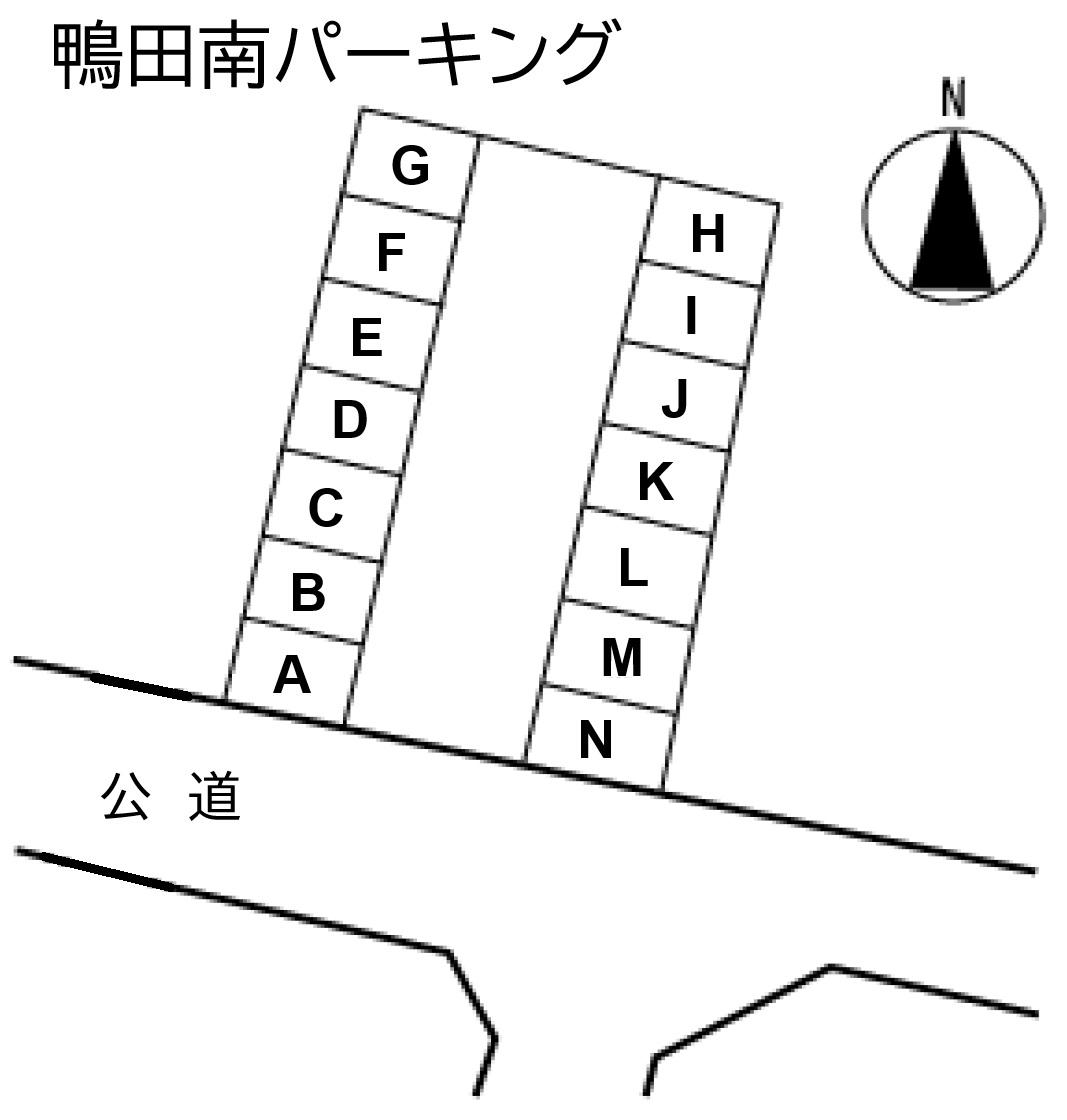 鴨田南パーキングの駐車配置図