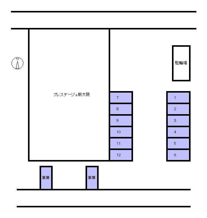 プレスティージュ新大阪の駐車配置図
