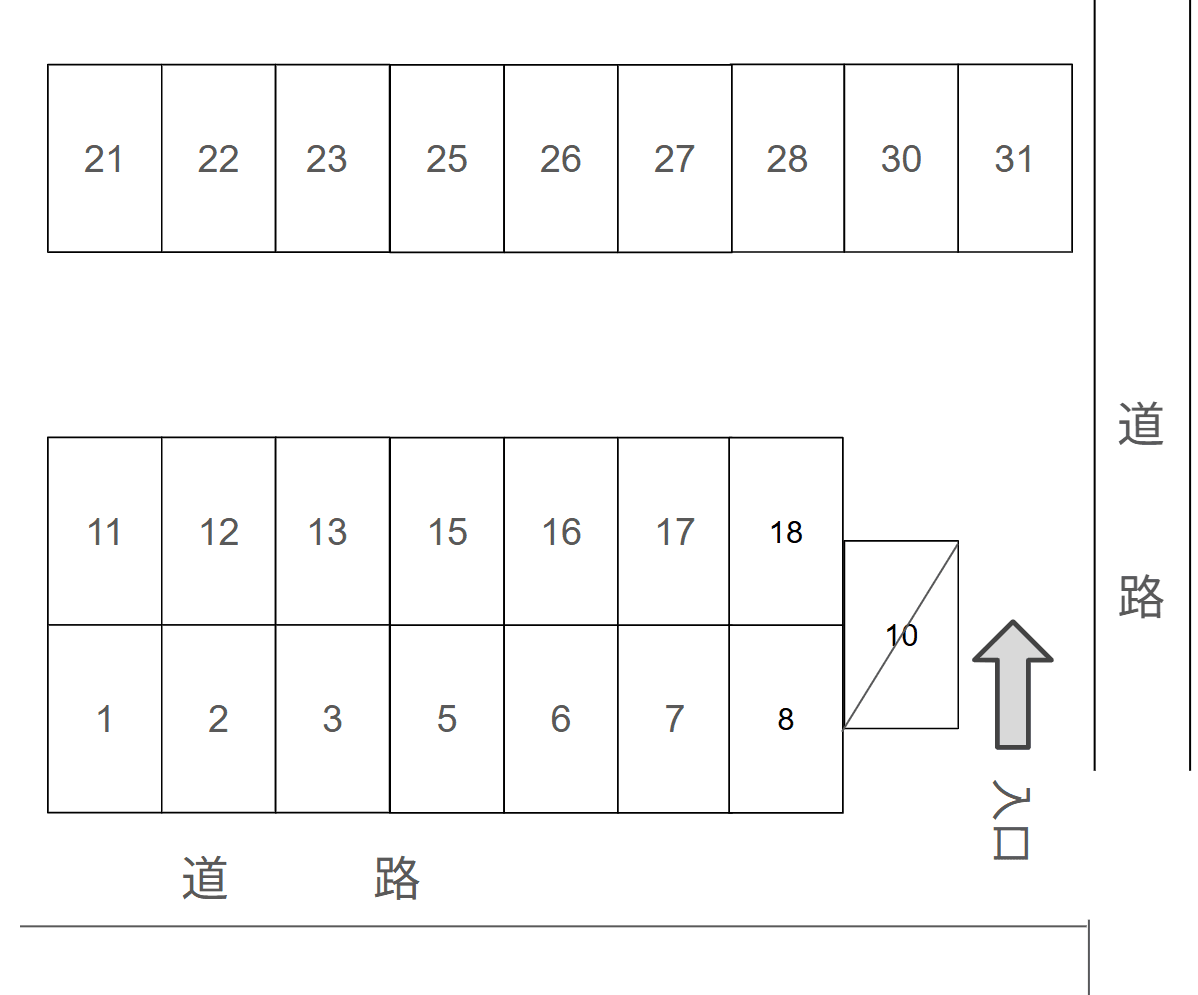 永田邸駐車場の駐車配置図