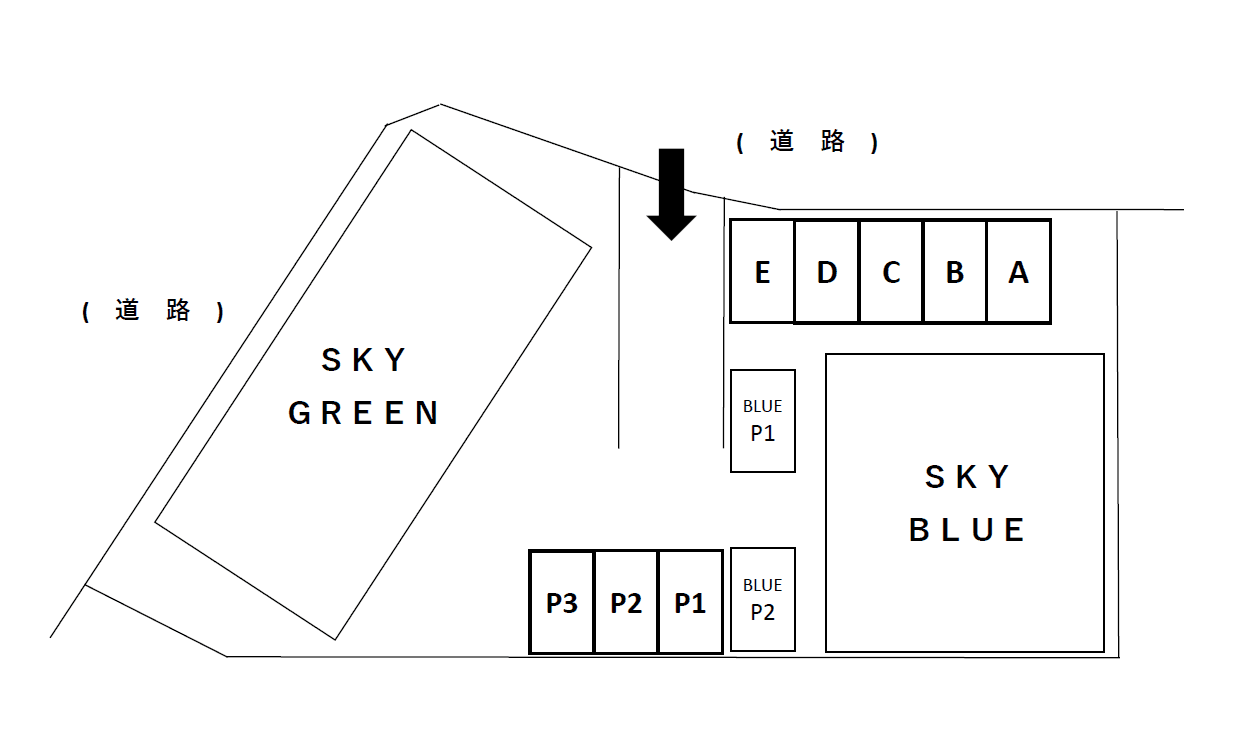 ＳＫＹ　ＧＲＥＥＮ駐車場の駐車配置図