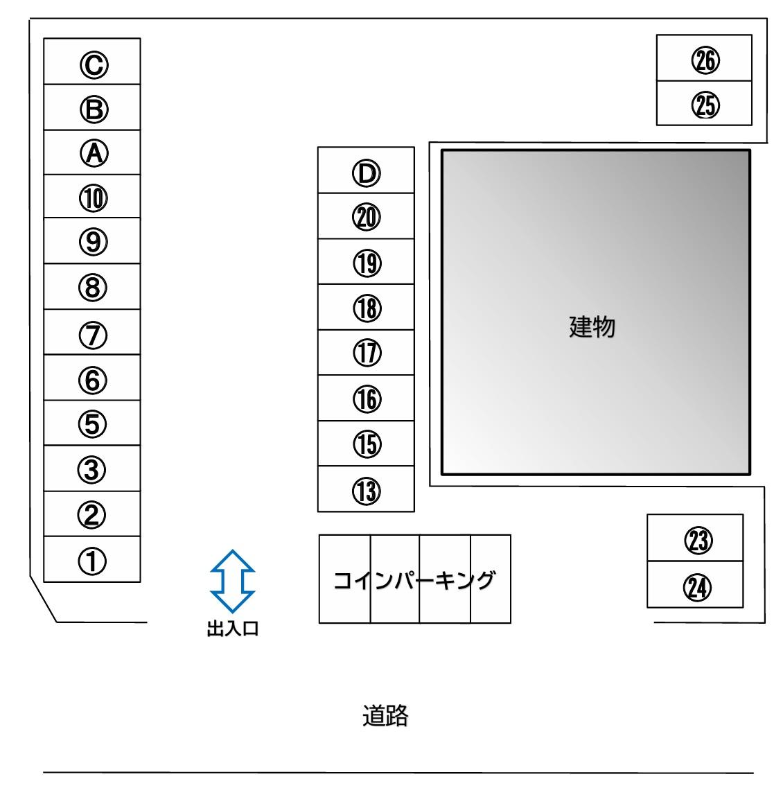 長沢駐車場の駐車配置図
