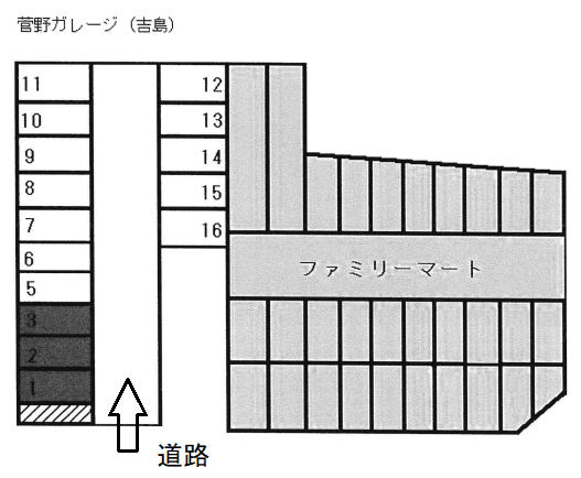 菅野ガレージⅡ（吉島町）の駐車配置図
