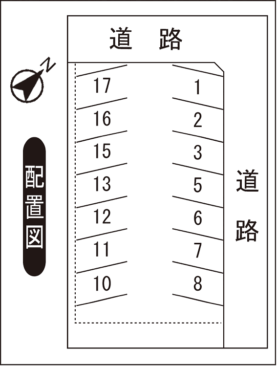 日之出1丁目Nモータープールの駐車配置図