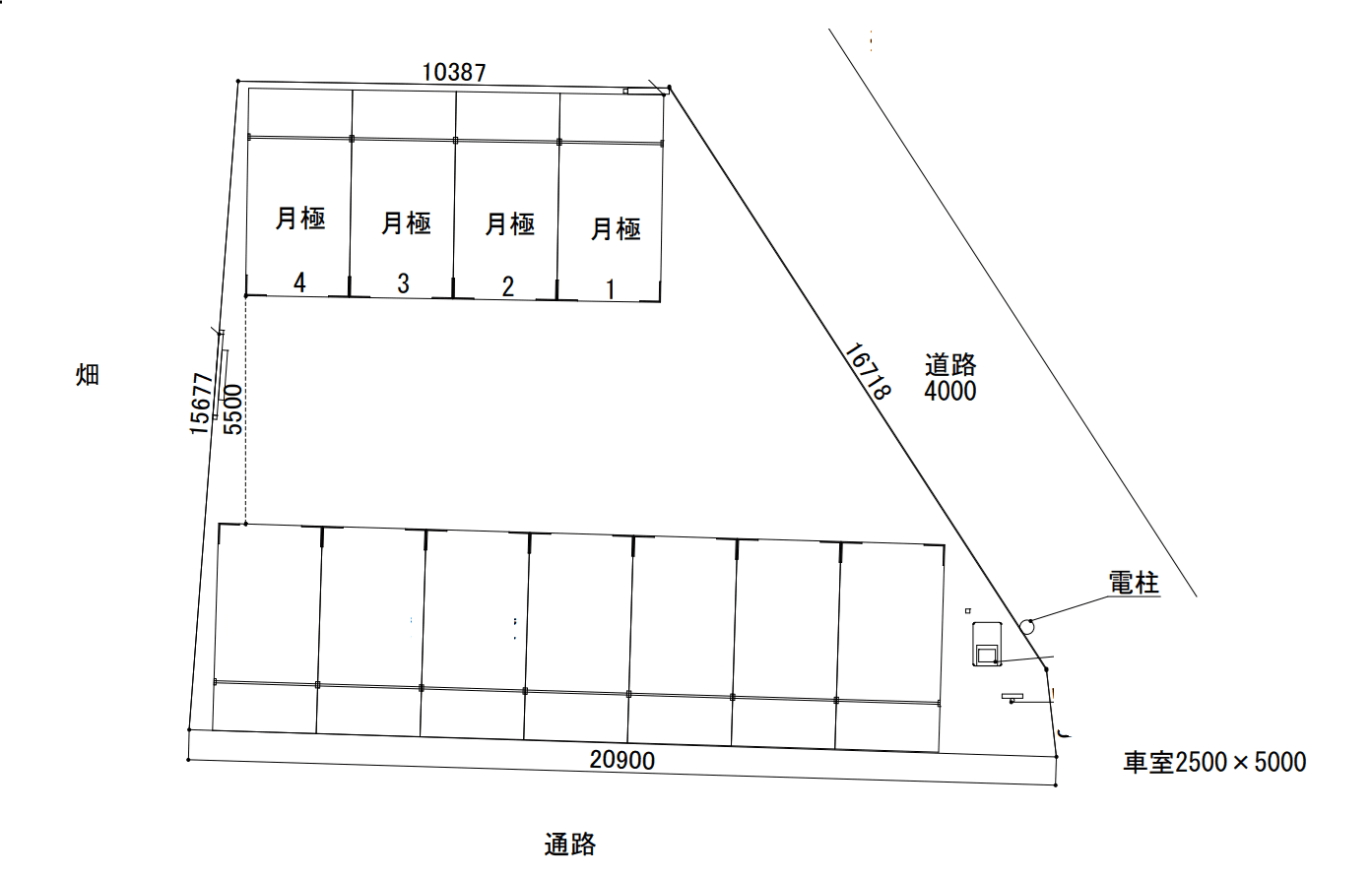 浜之郷月極駐車場の駐車配置図