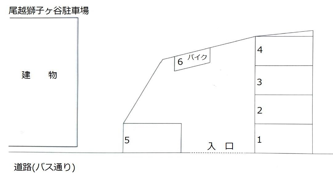 尾越獅子ヶ谷駐車場の駐車配置図
