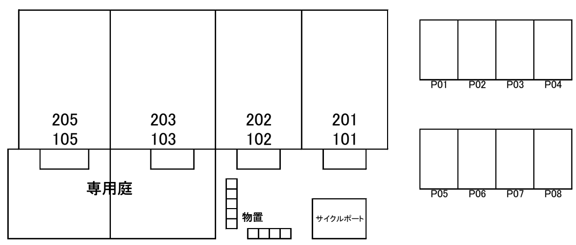 モナリエつのの駐車配置図