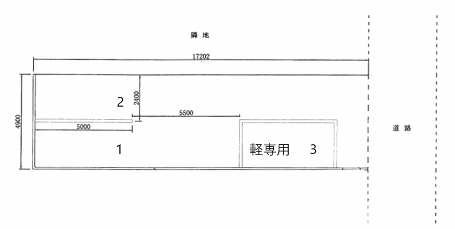 中央通町Ｋパーキングの駐車配置図