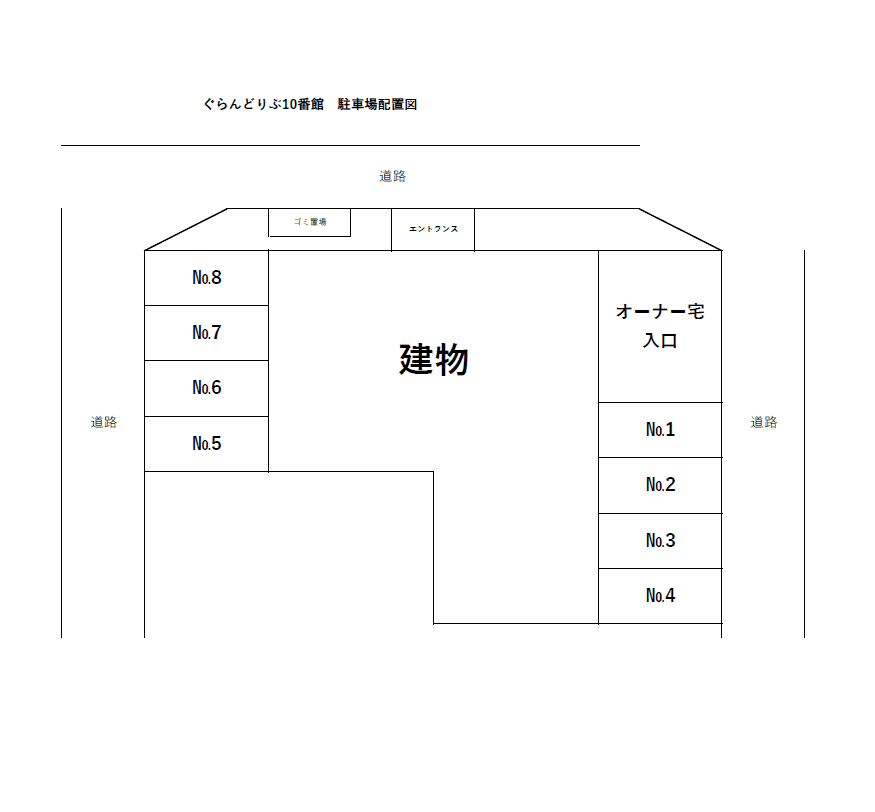 ぐらんどりぶ10番館駐車場の駐車配置図