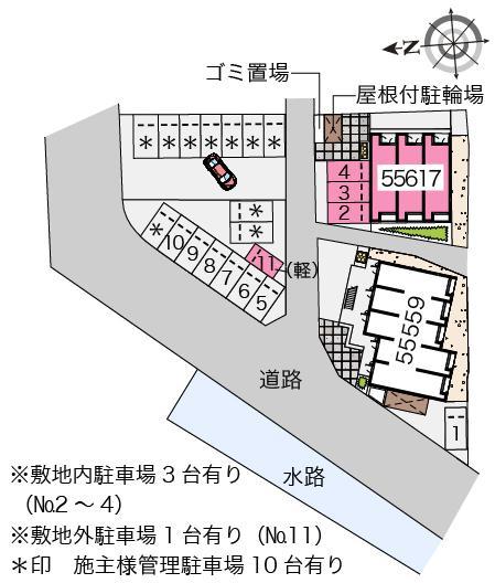 グレイトフルⅡ(55617)　敷地外駐車場の駐車配置図