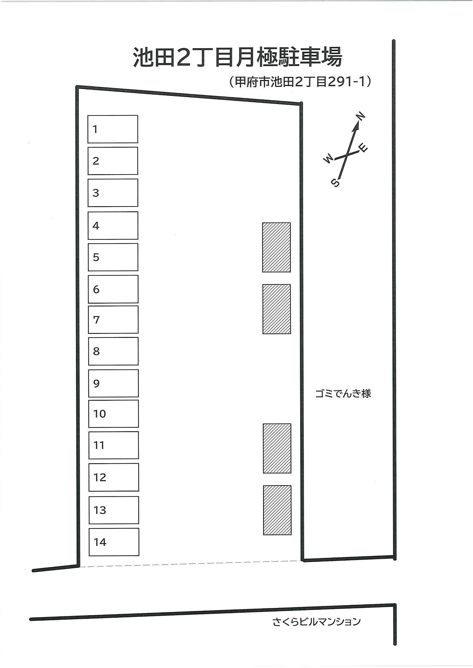 池田２丁目月極駐車場の駐車配置図