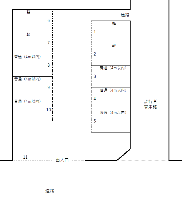 1-33音羽町5丁目駐車場の駐車配置図