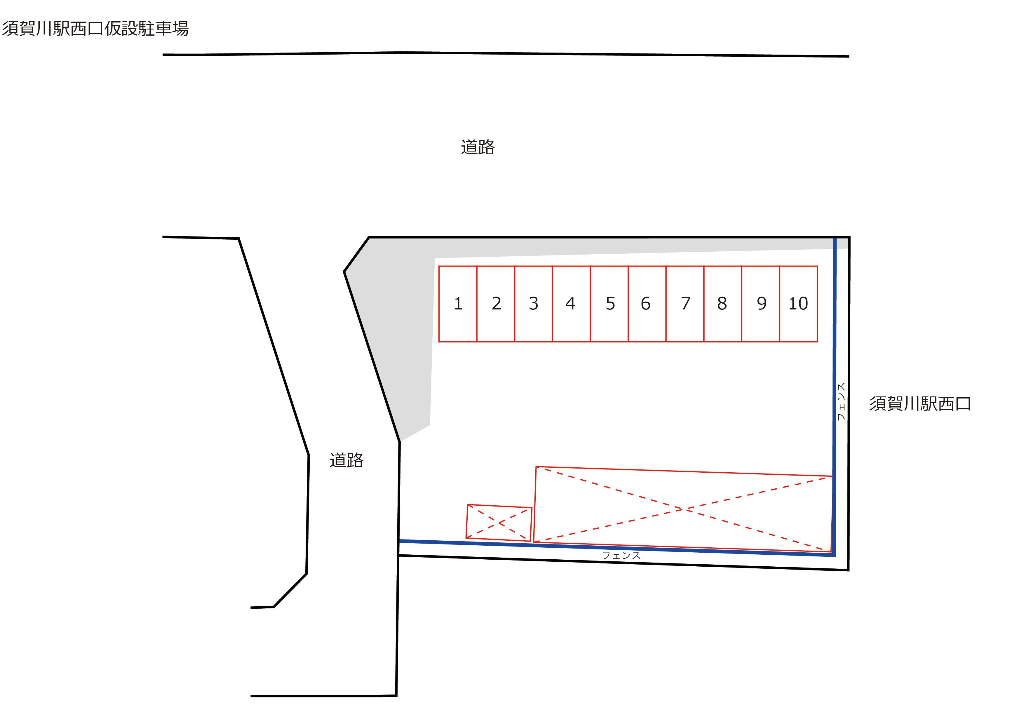 須賀川駅西口仮設駐車場の駐車配置図