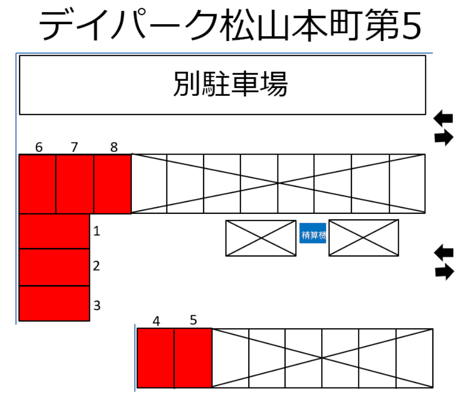 デイパーク松山本町第5の駐車配置図