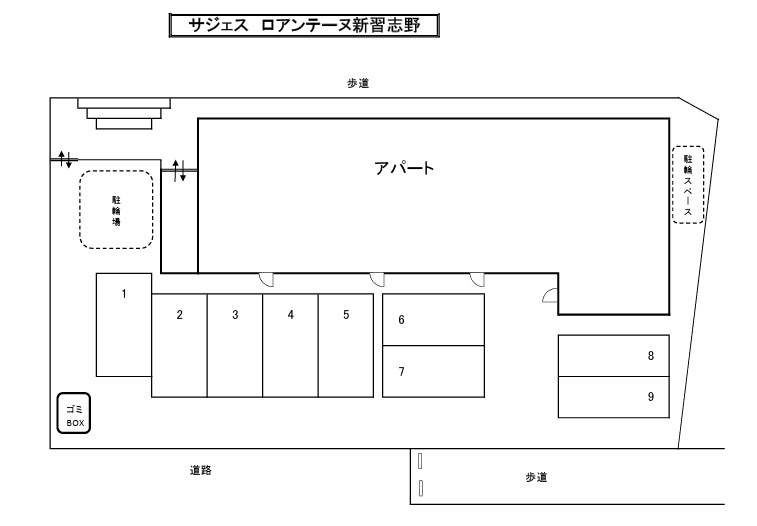 サジェス　ロアンテーヌ新習志野駐車場の駐車配置図