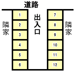 天野駐車場の駐車配置図