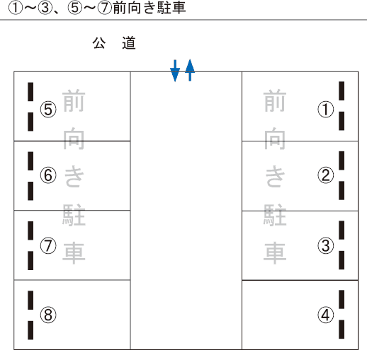 北原山町鳴湫1719-1駐車場の駐車配置図
