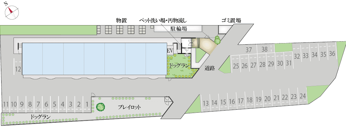 シンフォニア敷地外駐車場の駐車配置図