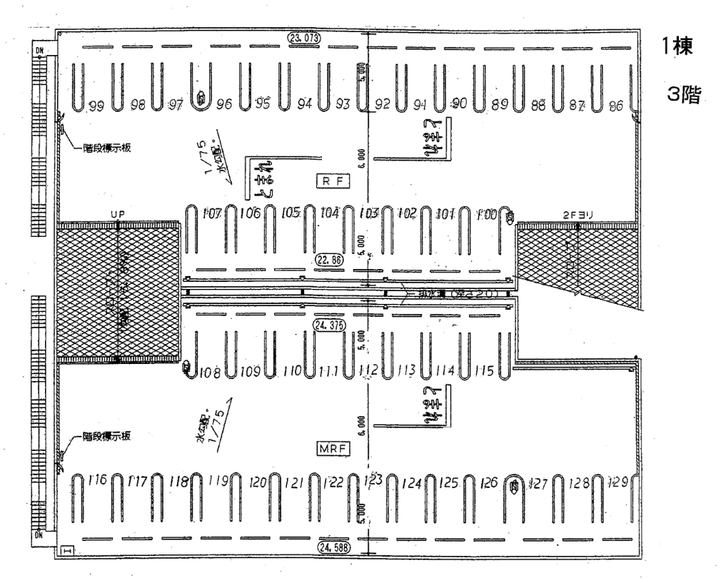 砂田橋第１駐車場の駐車配置図